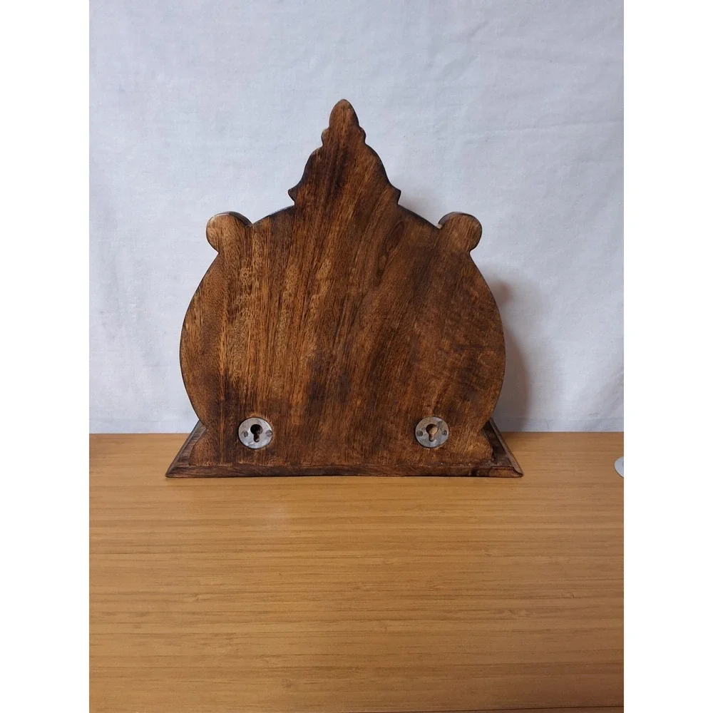 Vintage 1970s Indian Hand Carved Wood Floating Wall Shelf